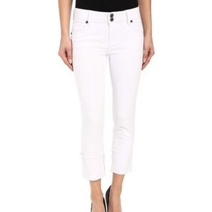 Kut from the Kloth Cameron Cuffed Cropped Straight Leg White Jeans Sz 2